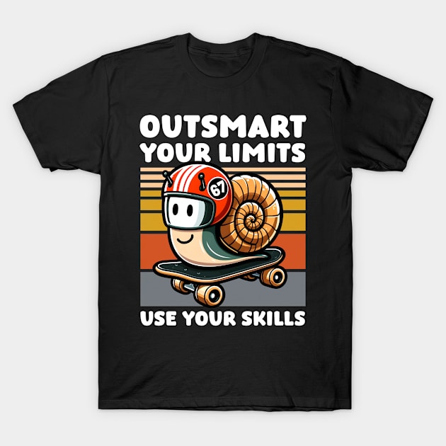 Cute Snail on Skateboard | Motivational Saying Goals T-Shirt by Infinitee Shirts